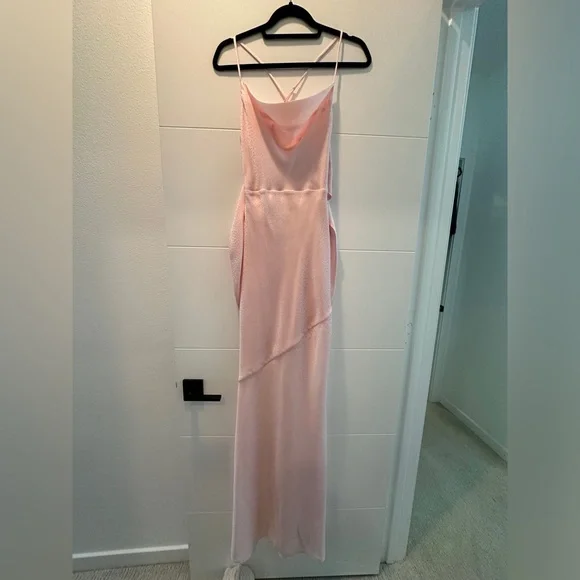 Lovers + Friends Massie Gown Blush Pink Revolve Maxi Dress Strappy Crisscross S - Picture 10 of 16